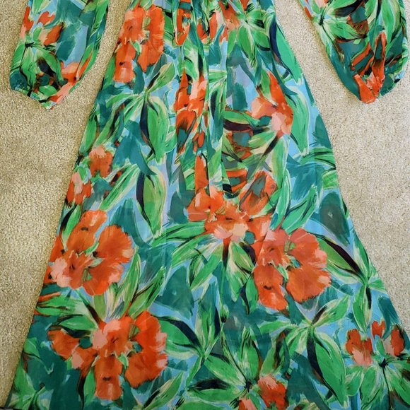 INC INTERNATIONAL CONCEPTS HAWAIIAN TROPICAL PRINT CHIFFON BOHO MAXI DRESS 6 - Picture 5 of 15